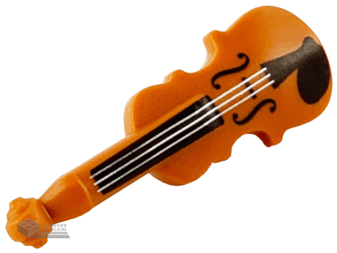 69947pb01 – Minifigure, Utensil Musical Instrument, Violin with Silver Strings and Black Fingerboard, F-holes, and Chin Rest Pattern