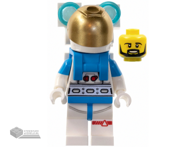 cty1414 – Lunar Research Astronaut – Male, White and Dark Azure Suit, White Helmet, Metallic Gold Visor, Backpack Lights, Beard