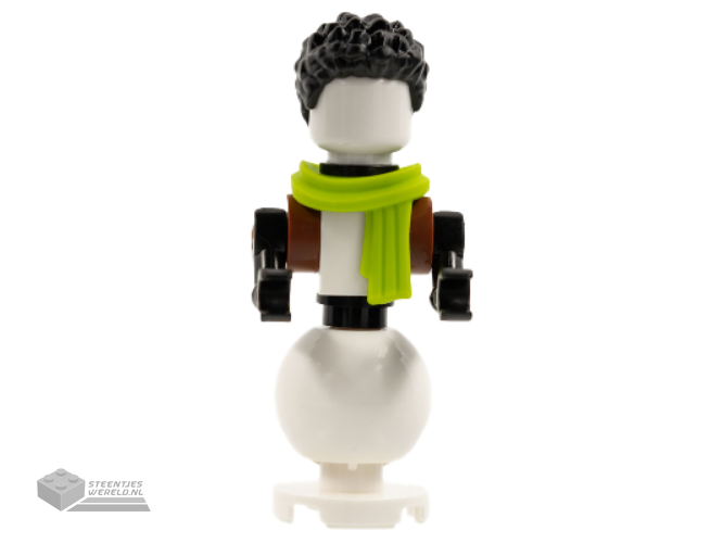 hol252 – Snowman – Black Hair, Lime Scarf