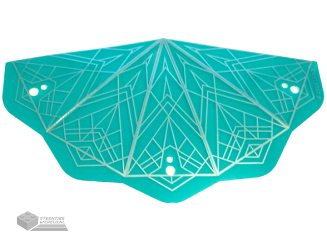 105041 – Plastic Dark Turquoise Conical Roof with Silver Geometric Triangles Pattern