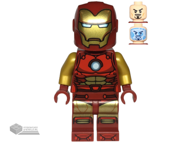 sh910 – Iron Man – Dark Red and Gold Armor, Round Arc Reactor, Pearl Gold Arms, One Piece Helmet