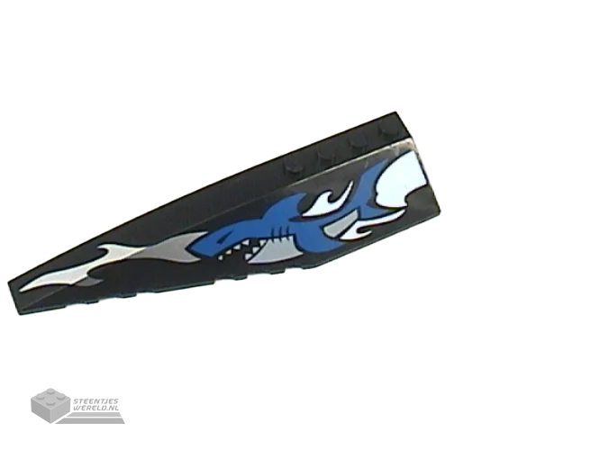 42061px5 – Wedge 12 x 3 Left with Blue Shark and Silver Wave Pattern