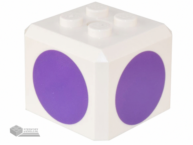 66855pb05 – Brick, Modified Cube, 4 Studs on Top with Dark Purple Circle Pattern on All Sides (Super Mario Purple Toad Cap)