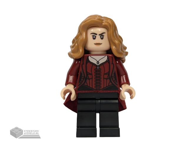 sh897 – The Scarlet Witch (Wanda Maximoff) – Plain Black Legs, Medium Nougat Hair, Dark Red Cloth Skirt