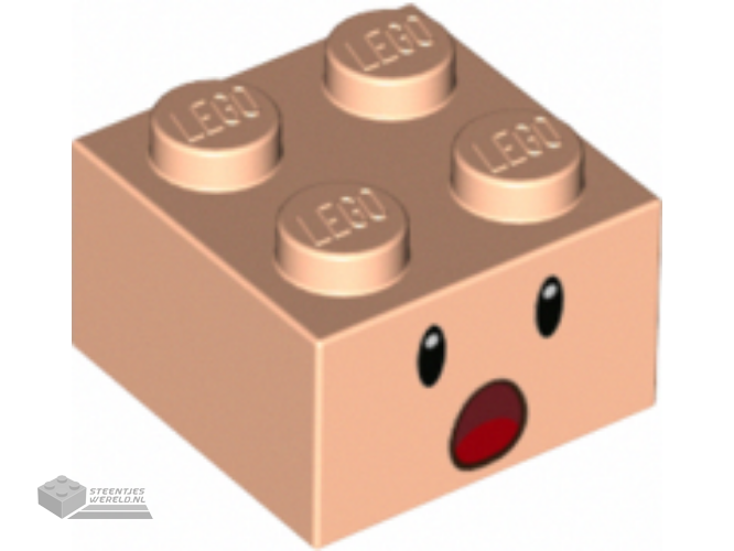 3003pb137 – Brick 2 x 2 with Black Eyes, White Pupils, and Dark Red Open Mouth Surprised with Red Tongue Pattern (Super Mario Toad / Blue Toad / Purple Toad Face)