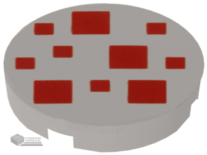 14769pb295 – Tile, Round 2 x 2 with Bottom Stud Holder with Red Squares Pattern (Minecraft Cake Frosting)