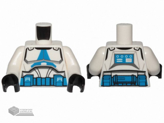 973pb5002c01 – Torso SW Armor Clone Trooper with Blue 501st Legion Markings and Belt Pattern (Clone Wars) / White Arms / Black Hands