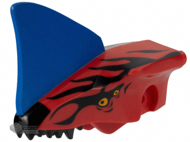 1582pb01 – Dragon Head (Avatar Toruk) Jaw Upper with Blue Crest, Black Stripes, and Bright Light Orange Eyes Pattern