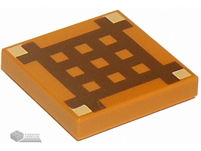 3068pb0893 – Tile 2 x 2 with Dark Brown Minecraft Crafting Table Grid Pattern