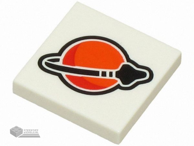 3068pb2339 – Tile 2 x 2 with Reddish Orange, Red and Black Classic Space Logo Pattern