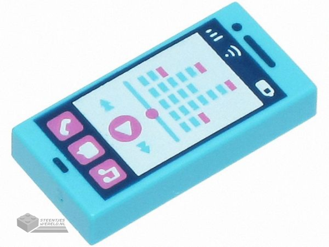 3069pb0854 – Tile 1 x 2 with Smartphone, Phone, Speech Bubble, Note, Play Button, Signal Strength and Battery Level Pattern