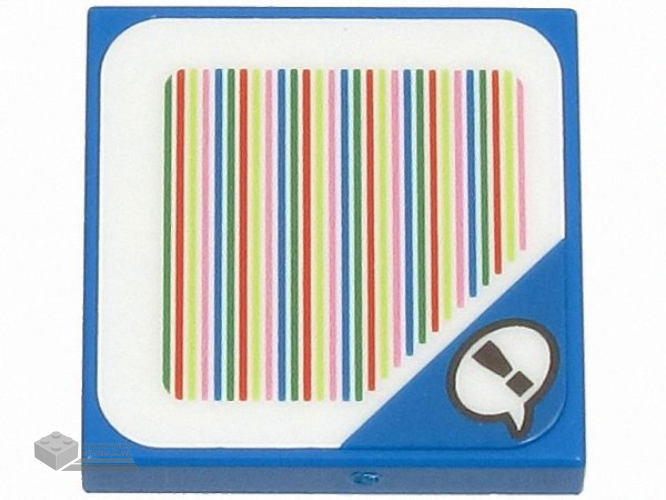 3068pb1957 – Tile 2 x 2 with Super Mario Scanner Code Blue Toad Speech Bubble with Exclamation Mark Pattern (Sticker) – Sets 71390 / 71401 / 71407 / 71423