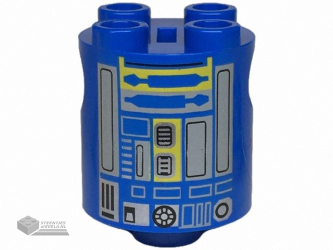 30361pb050 – Brick, Round 2 x 2 x 2 Robot Body with SW New Republic Astromech Droid Light Bluish Gray, Silver, and Yellow Pattern