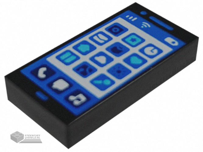 3069pb0867 – Tile 1 x 2 with Cell Phone / Smartphone Screen and App Icons Pattern