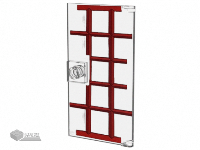 60616pb088 – Door 1 x 4 x 6 with Stud Handle with Red and Dark Red Window Frame Pattern