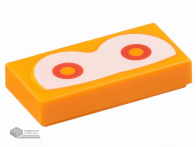 3069pb1195 – Tile 1 x 2 with Red Eyes with Orange Pupils on White Background Pattern (Super Mario Magmaargh)