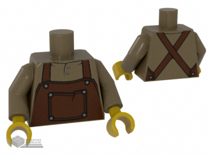 973pb4201c01 – Torso Reddish Brown Apron with Pocket over Shirt Pattern / Dark Tan Arms / Yellow Hands