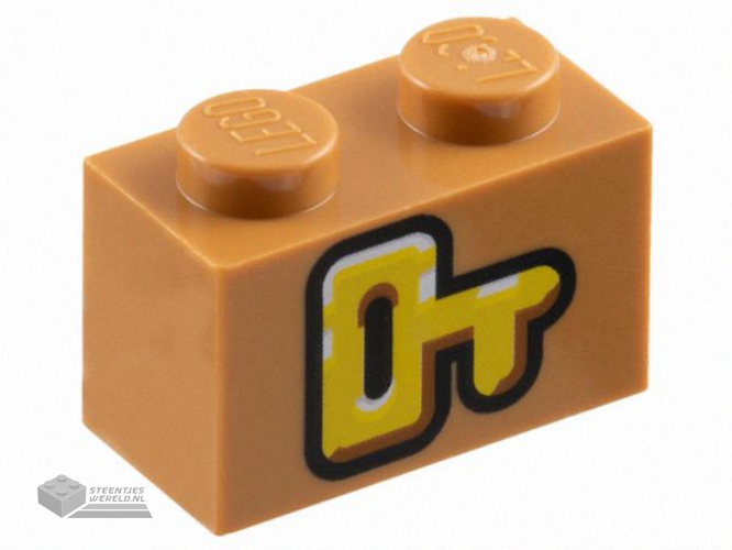 3004pb316 – Brick 1 x 2 with Yellow Key with Black Outline Pattern (Super Mario Key Block)