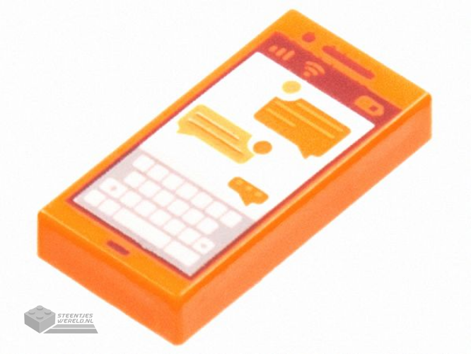 3069pb0864 – Tile 1 x 2 with Cell Phone / Smartphone Screen with Keyboard and Text Messages Pattern