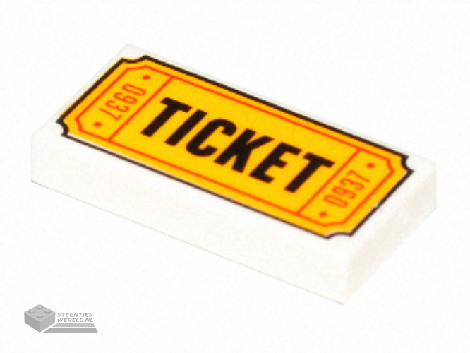 3069pb0584 – Tile 1 x 2 with 'TICKET' and '0937' Pattern