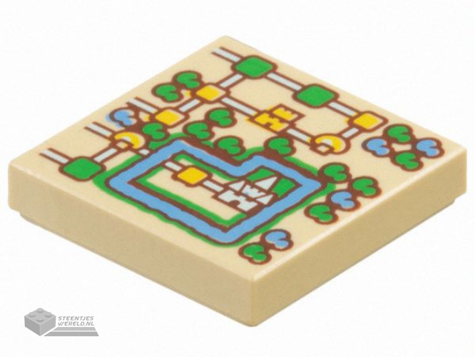 3068pb2302 – Tile 2 x 2 with Super Mario World Map with Castle and Moat Pattern