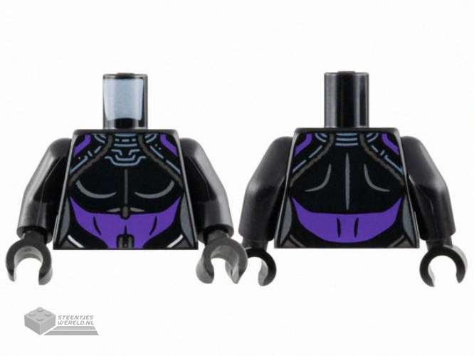 973pb4946c01 – Torso Female Armor, Silver Piping, Dark Purple Midriff Pattern / Black Arms / Black Hands