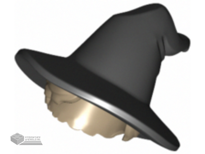 73213pb01 – Minifigure, Hair Combo, Hair with Hat, Short with Molded Black Floppy Witch Hat Pattern