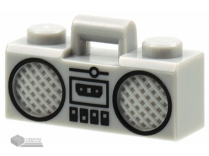 93221pb03 – Minifigure, Utensil Radio Boom Box with Bar Handle with Black Cassette Player, Switches and Rimmed Speakers Pattern