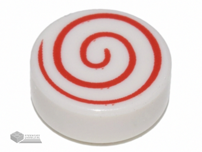 98138pb013 – Tile, Round 1 x 1 with Red Spiral Pattern