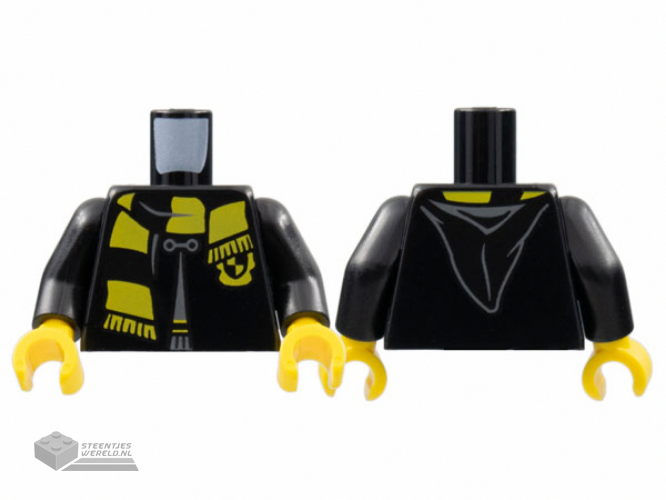 973pb4510c01 – Torso Hogwarts Robe Clasped with Hufflepuff Shield and Scarf Pattern / Black Arms / Yellow Hands