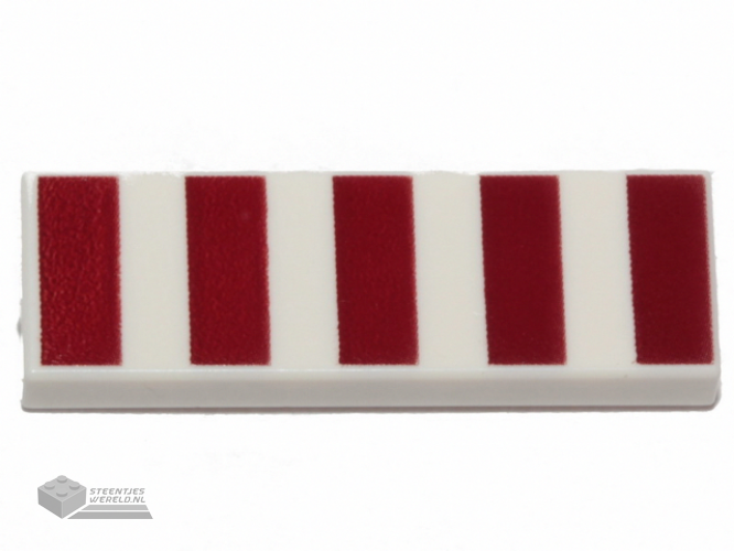 63864pb188 – Tile 1 x 3 with 5 Dark Red Stripes Pattern