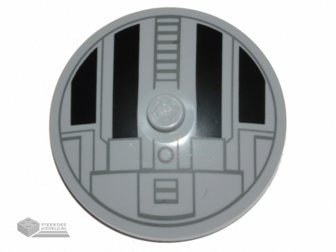 3960pb051 – Dish 4 x 4 Inverted (Radar) with Solid Stud with Star Wars TIE Hatch Black and Dark Bluish Gray Pattern