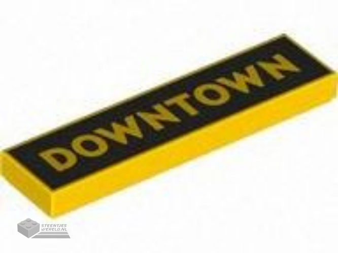 2431pb877 – Tile 1 x 4 with ‘DOWNTOWN’ on Black Background Pattern