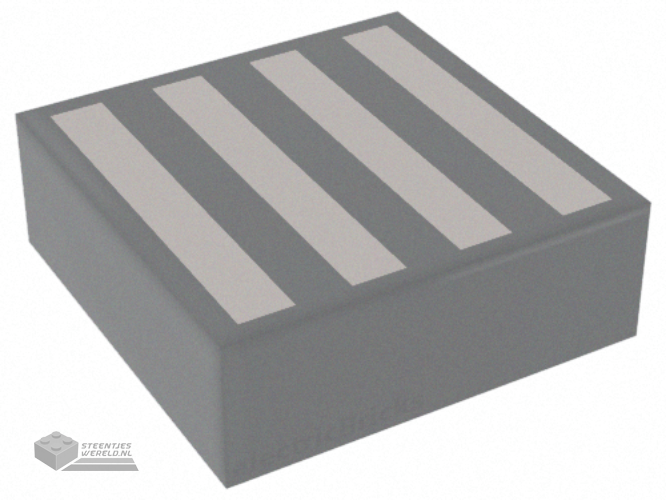 3070pb140 – Tile 1 x 1 with 4 White Stripes Pattern