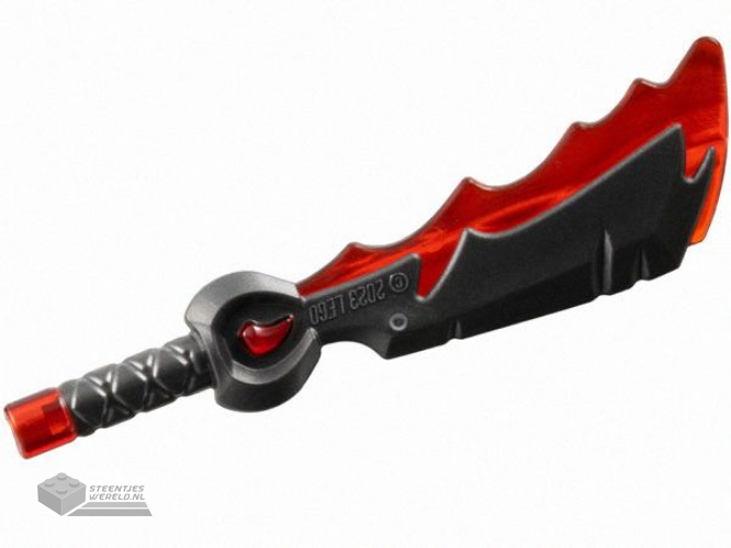 4924pb01 – Minifigure, Weapon Sword with Molded Trans-Red Pommel, Jewel in Hilt, and Trailing Edge Pattern