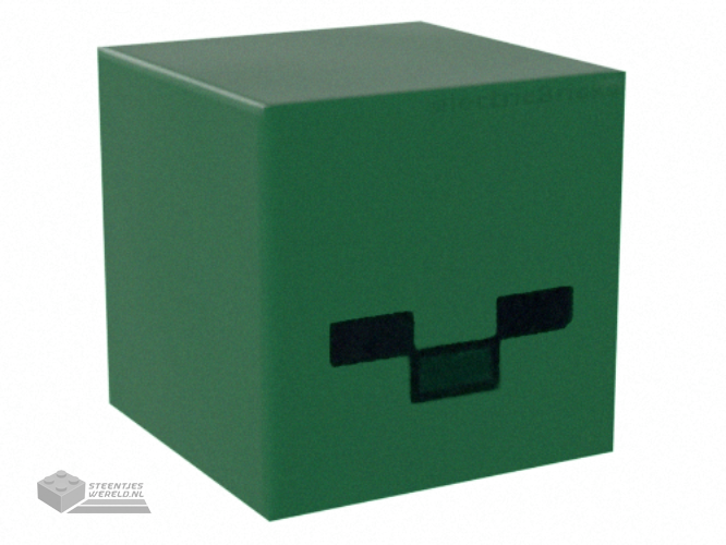 35530pb01 – Minifigure, Head, Modified Small Cube with 2 Black Rectangles and 1 Dark Green Rectangle Pattern (Minecraft Baby Zombie)