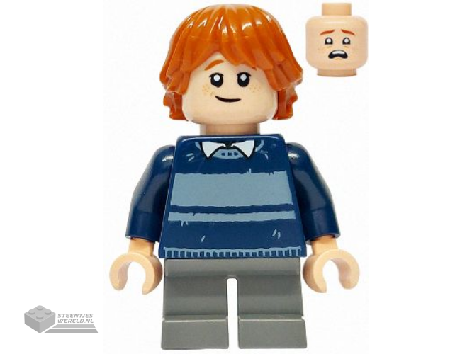 hp477 – Ron Weasley – Dark Blue Striped Sweater, Dark Bluish Gray Short Legs