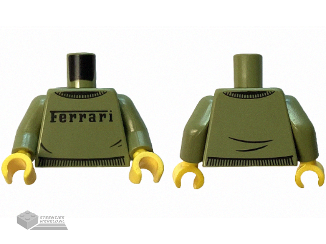 973pb5807c01 – Torso Sweater with Black Ferrari Logo and Wrinkles Pattern / Olive Green Arms / Yellow Hands