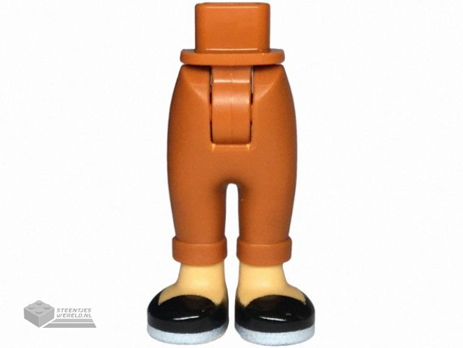 100937c00pb005 – Mini Doll Hips and Trousers with Back Pockets and Cuffs with Molded Medium Tan Ankles and Feet and Printed Black Shoes with White Soles Pattern – Thick Hinge