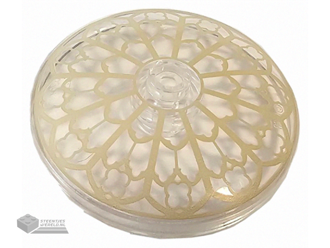 35394pb009 – Dish 4 x 4 Inverted (Radar) with Open Stud with Tan Rose Window Pattern