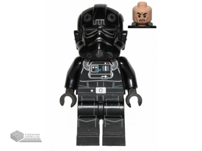 sw0543 – Imperial TIE Fighter Pilot – Light Nougat Head, Scowl, Silver Insignia on Helmet