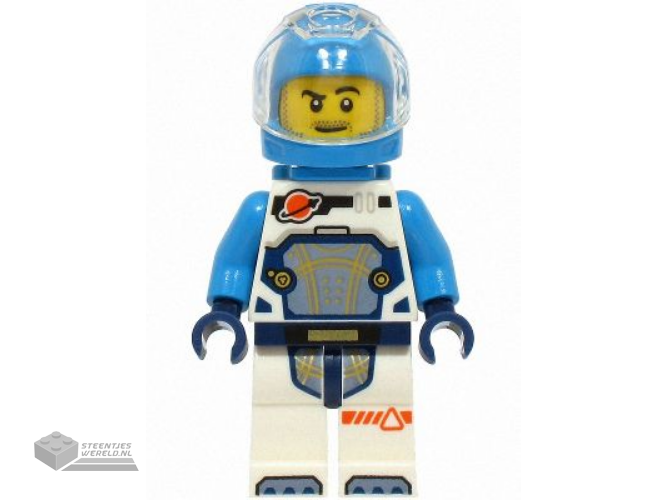 cty1729 – Astronaut – Male, White Spacesuit with Dark Azure Arms, Dark Azure Helmet, Trans-Clear Visor, Dark Azure Jet Pack, Stubble