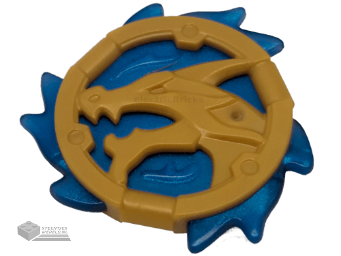 69567pb03 – Ring 3 x 3 with Dragon Head with Molded Satin Trans-Dark Blue Flames Pattern (Ninjago Storm Amulet)