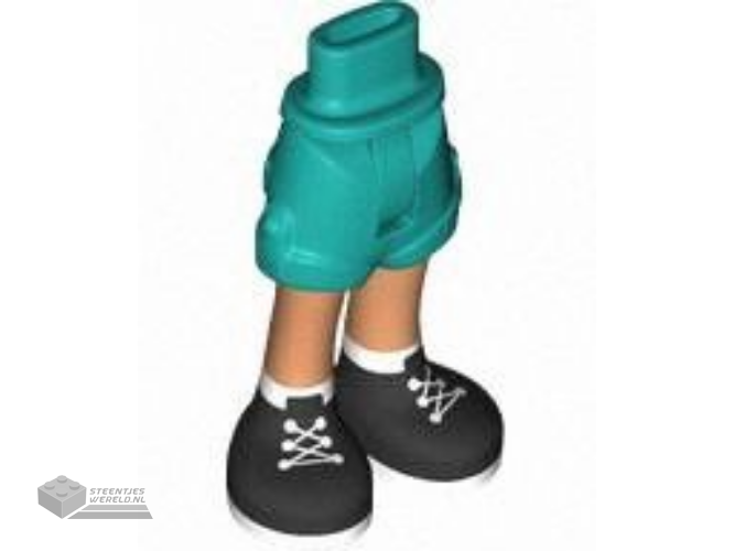 1826cc00pb009 – Mini Doll Hips and Shorts with Molded Nougat Legs and Printed Black and White Boots with Laces Pattern – Thin Hinge