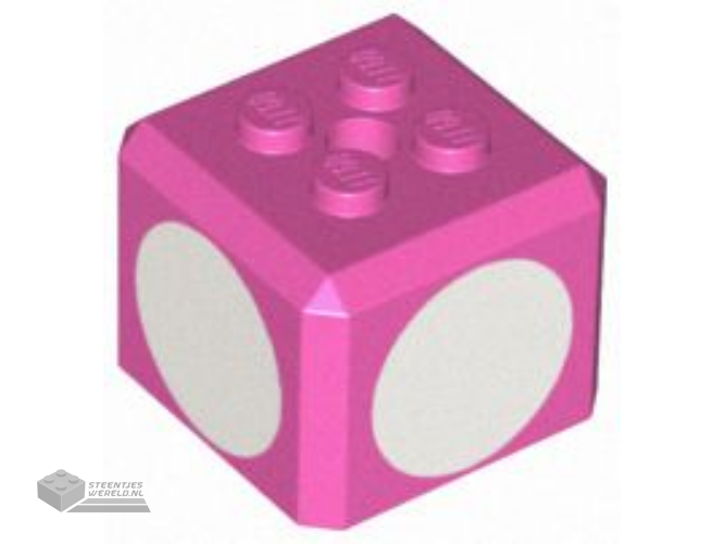 66855pb01 – Brick, Modified Cube, 4 Studs on Top with White Circle Pattern on All Sides (Super Mario 1-Up Mushroom / Super Mushroom / Toadette Cap)