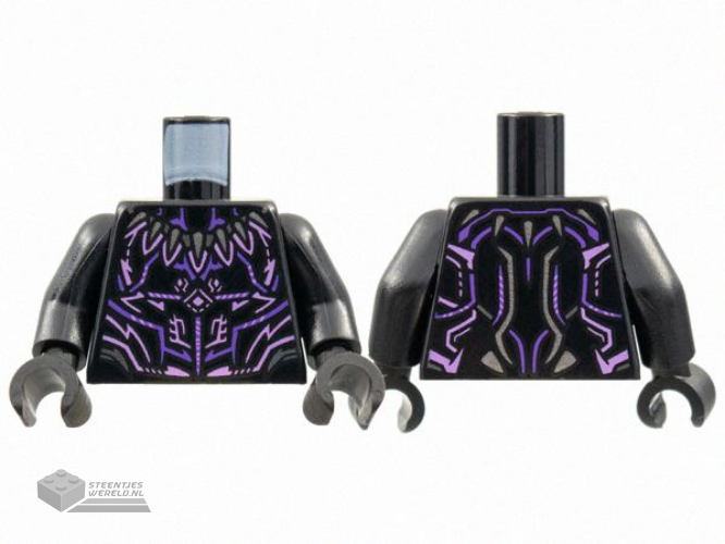 973pb4392c01 – Torso Armor with Dark Purple and Lavender Trim, Pearl Dark Gray Claw Necklace Pattern / Black Arms / Black Hands