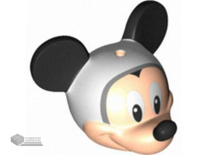 24629pb06 – Minifigure, Head, Modified Mouse with Black Ears and Nose, White Eyes and Space Helmet Pattern (Mickey)